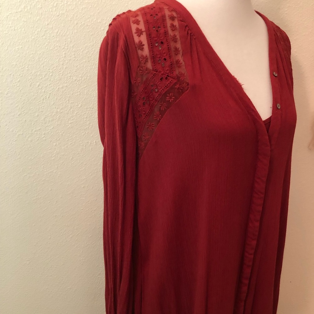 Free People Rust Lace Long Sleeve Dress - Picture 3 of 8
